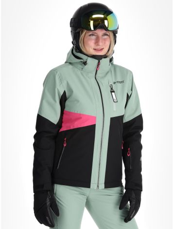 Maier Sports, Vidra giacca sci donna Black / Luscious Moss / Pink Flambé nero, rosa, verde