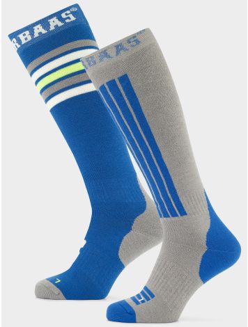 Poederbaas, Striped Ski Socks 2-pack calzini da sci 2-pack unisex Grey Multi grigio, multicolorato