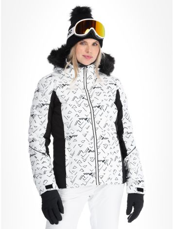 Rossignol, W Staci Print Puffy giacca sci donna White bianco