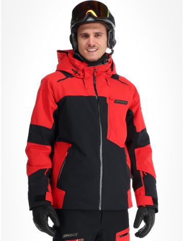 Spyder, Leader giacca sci uomo Black nero, rosso